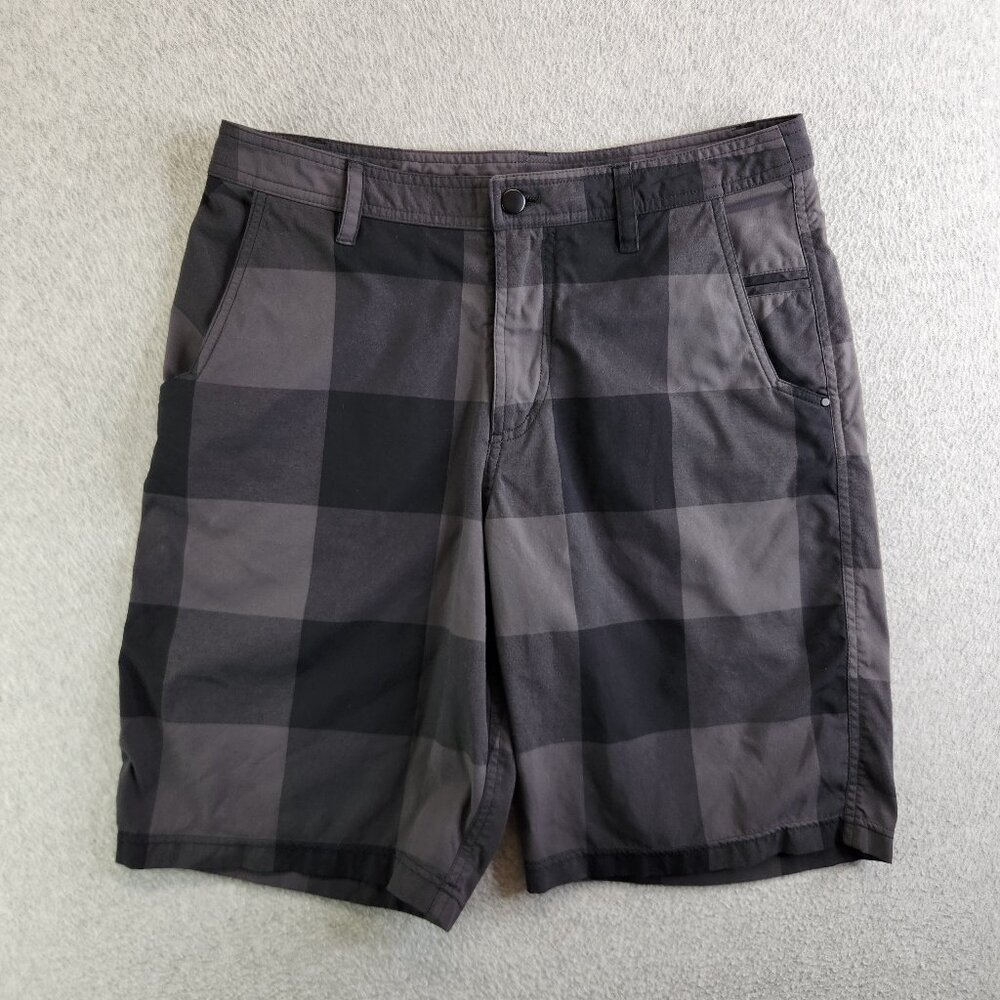 Lululemon Shorts Mens 34 Gray Plaid Kahuna Bermuda Golf Beach Skateboard Grunge